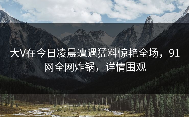 大V在今日凌晨遭遇猛料惊艳全场，91网全网炸锅，详情围观
